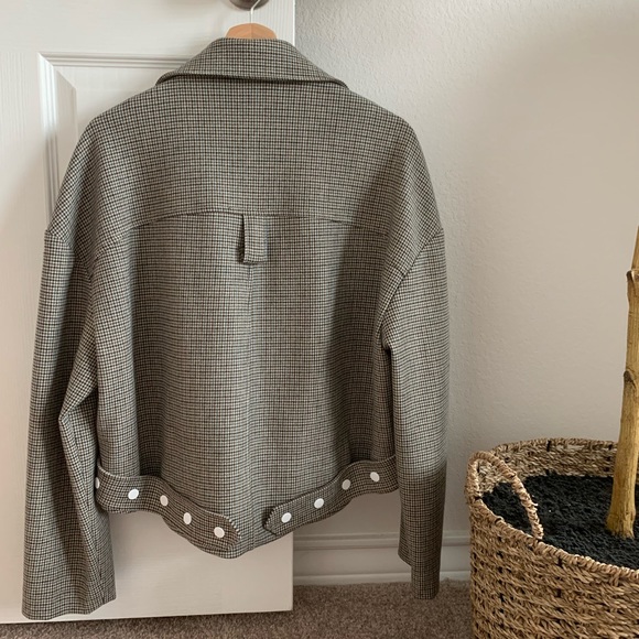 TIBI Atticus Houndstooth Moto Jacket M - Picture 5 of 9
